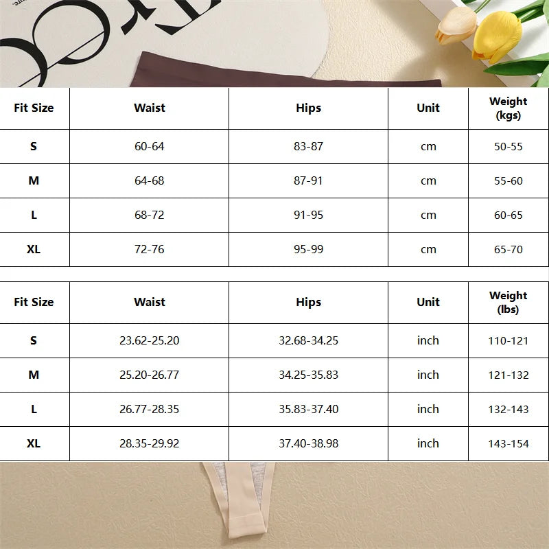 4-Pack Ice Silk Seamless Thongs - Low Waist Bikini Underwear