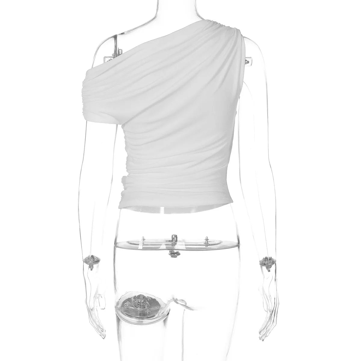 Women's Ruched Asymmetrical Tops Casual Outfits Solid Cropped Top Basic Summer T-shirt