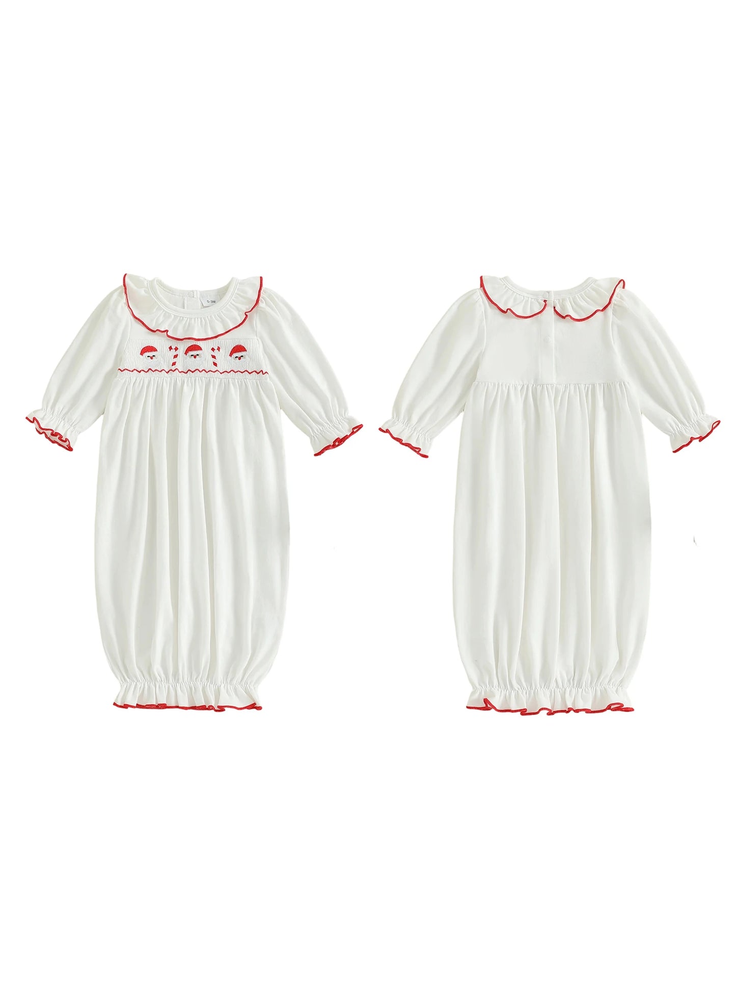 Newborn Baby Christmas Romper - Embroidery Long Sleeve Autumn Winter Set (0-3M)