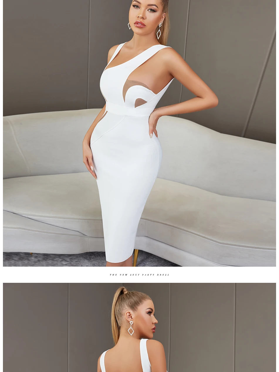 Backless Bandage Midi Dress - Sleeveless Bodycon Party Dress