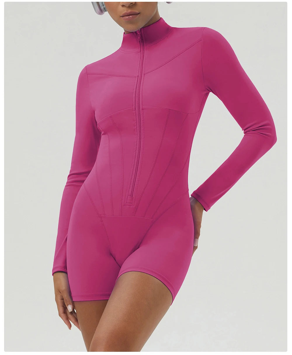 Women's Gym Yoga Running Jumpsuit One Piece Long Sleeve Sportswear Female Breathable Workout Activewear