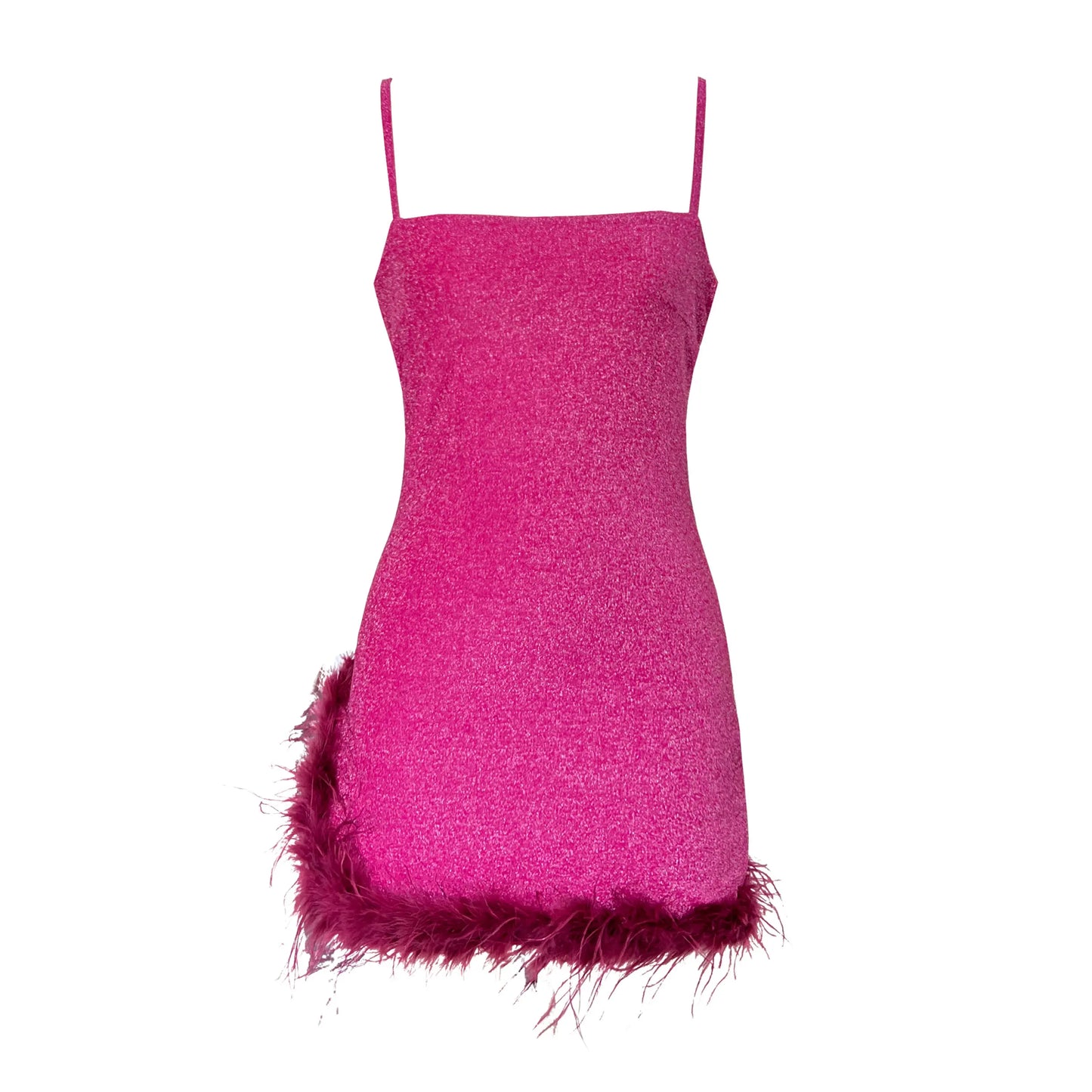 Sparkly Feather Mini Dress - Sleeveless Party Dress