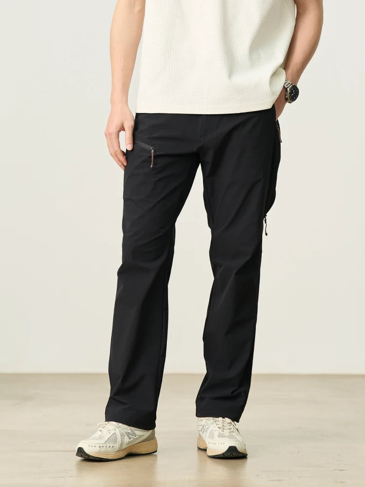 Men's Soft Shell Elastic Nylon Pants - 170gsm Loose Straight Trousers
