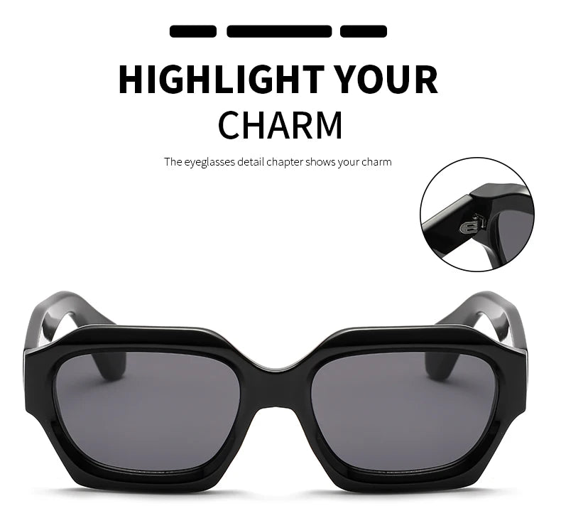 Black Square Frame Sunglasses - Punk Trendy UV400 Women's Eyewear