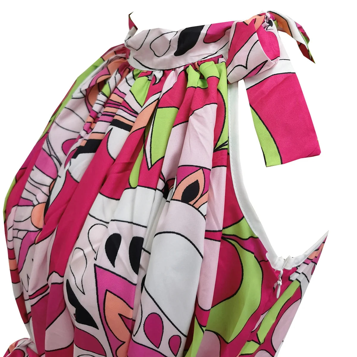 Women's Elegant Floral Printed Long Halter Beach Dress Loose Summer Bikini Cover Up