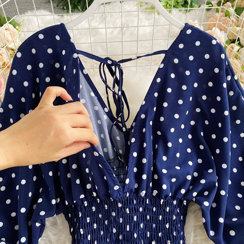 Women's V-Neck Floral Print Jumpsuit - Dolman Sleeves Wide Leg Trousers