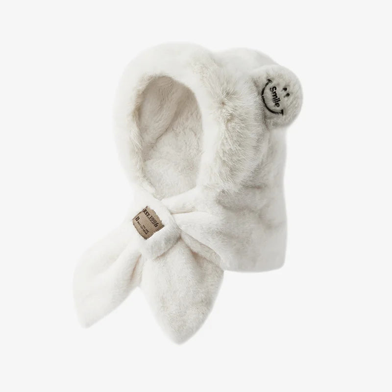 Cute Bear Hooded Scarf and Mask Set - Plush Warm Winter Accessory