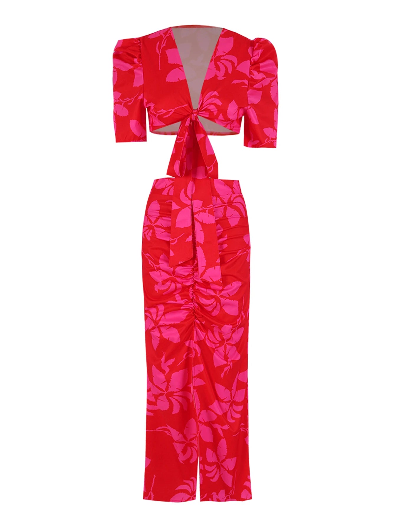 Women's V Neck Print Long Cut Out Elegant Short Sleeve Halter Maxi Summer Dress