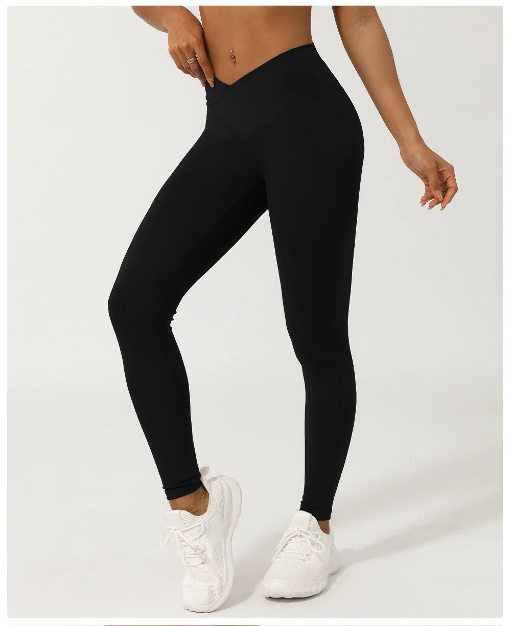 Women's Sports Leggings Buttery Soft V-Shaped High Waist Yoga Pants Breathable Quick Dry Running Tights Workout Sportswear