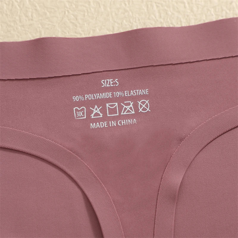 4Pcs Women's Seamless Thongs Breathable Panties Low-Waist Solid Underwear Stretch G-string Invisible T-Back Lingerie
