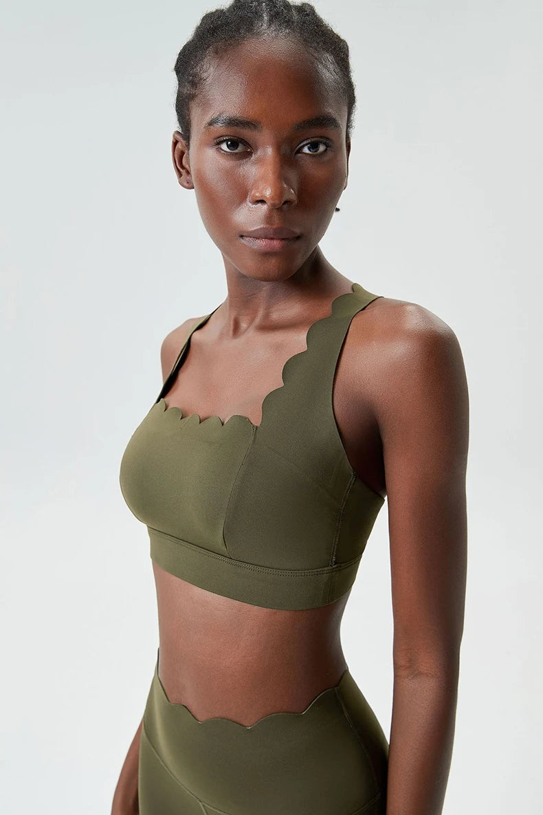 Women's Buttery Soft Fitness Yoga Bra Square Neckline Gym Crop Back Sports Vest