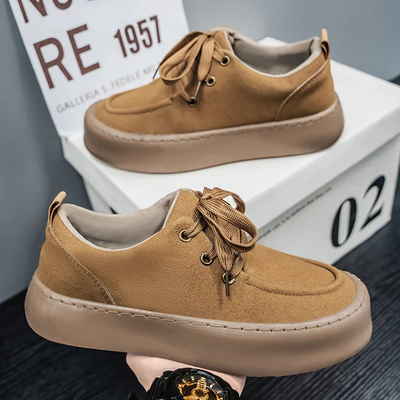 Men's Platform Suede Shoes Lace Up Shoes