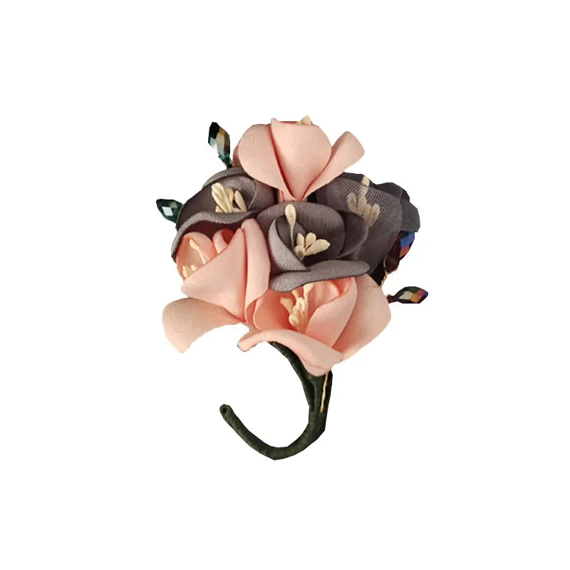 Elegant Fabric Flower Brooch Pin - Handmade Corsage for Women
