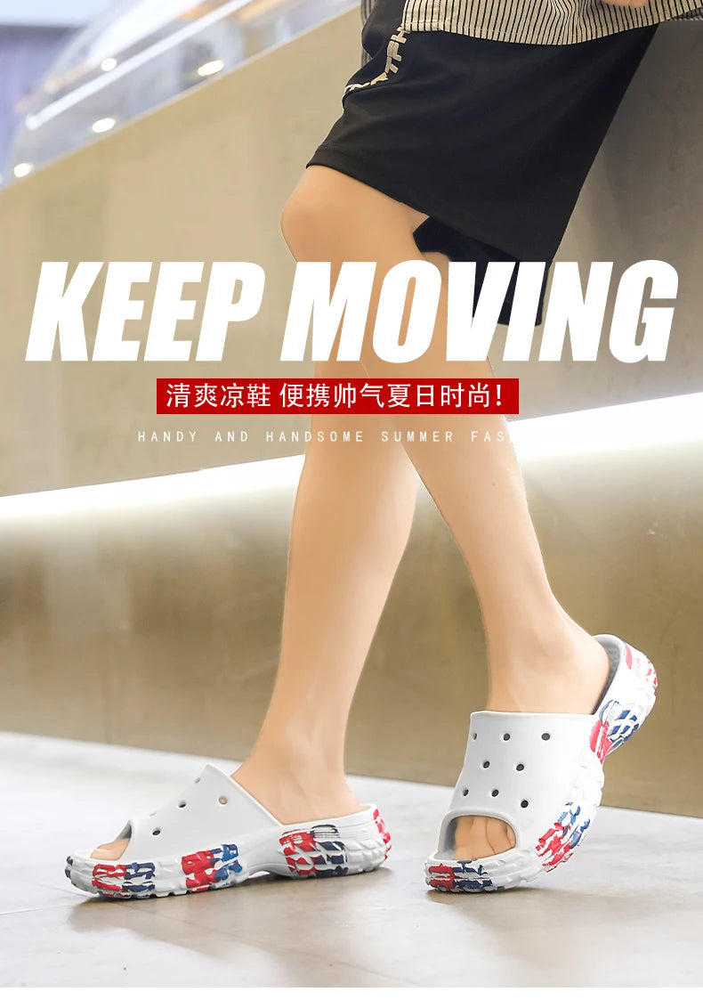 Men's Summer Slippers Slides Non-slip Casual Beach Sandals Platform Comfortable Clogs