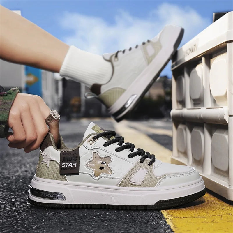 Men's Casual Stars Platform Crystal Fish Skateboard Sports Sneakers
