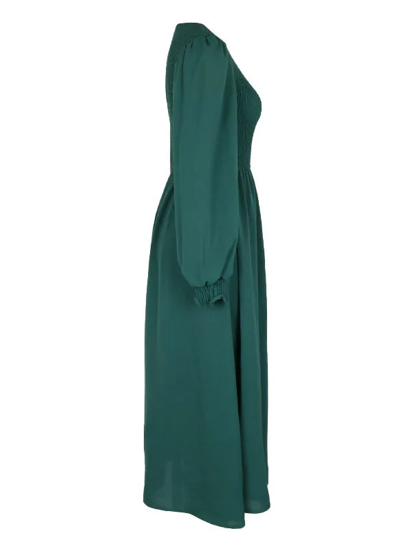 Women's Autumn Winter Elegant V-neck Lace Mid-Length High Waist Dress