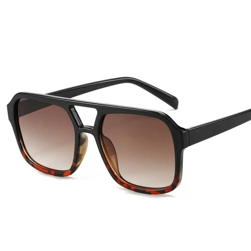 Women's Retro Square Sunglasses - Large Frame UV400 Protection Eyewear