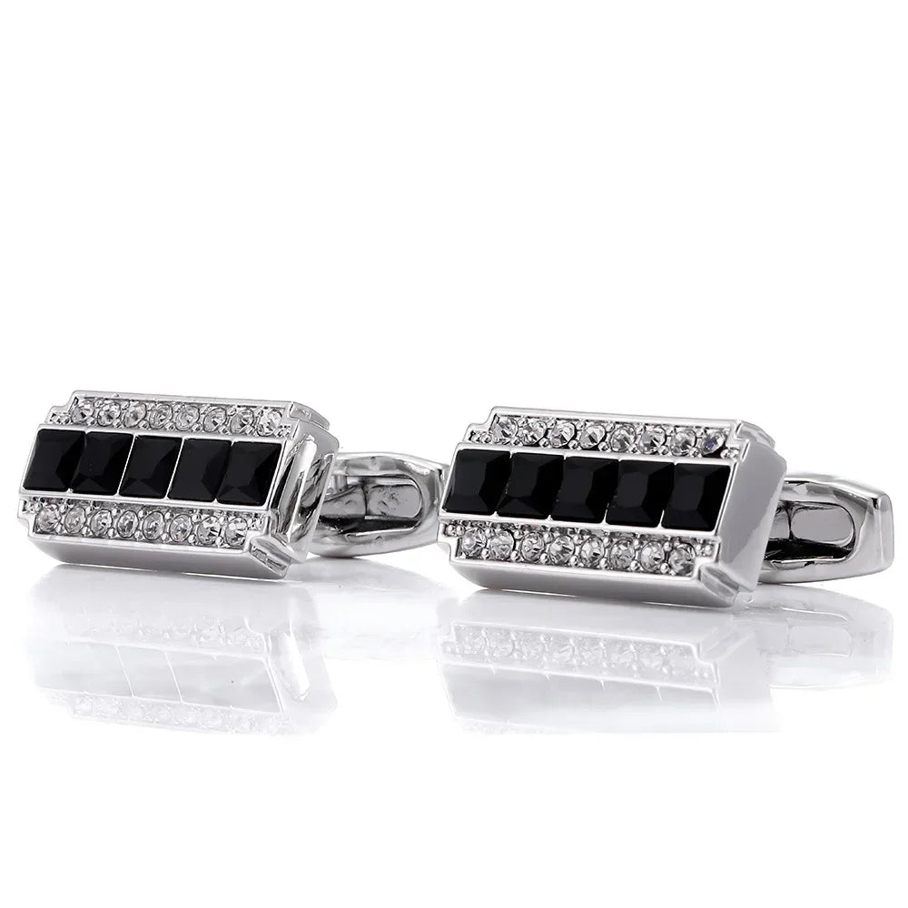 Rhinestone Crystal Cufflinks - Men's Elegant Wedding Formal Accessories
