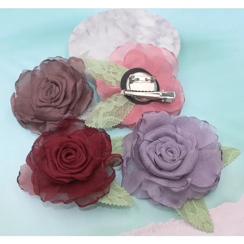 Silk Camellia Flower Brooch Pin - Elegant Corsage for Women