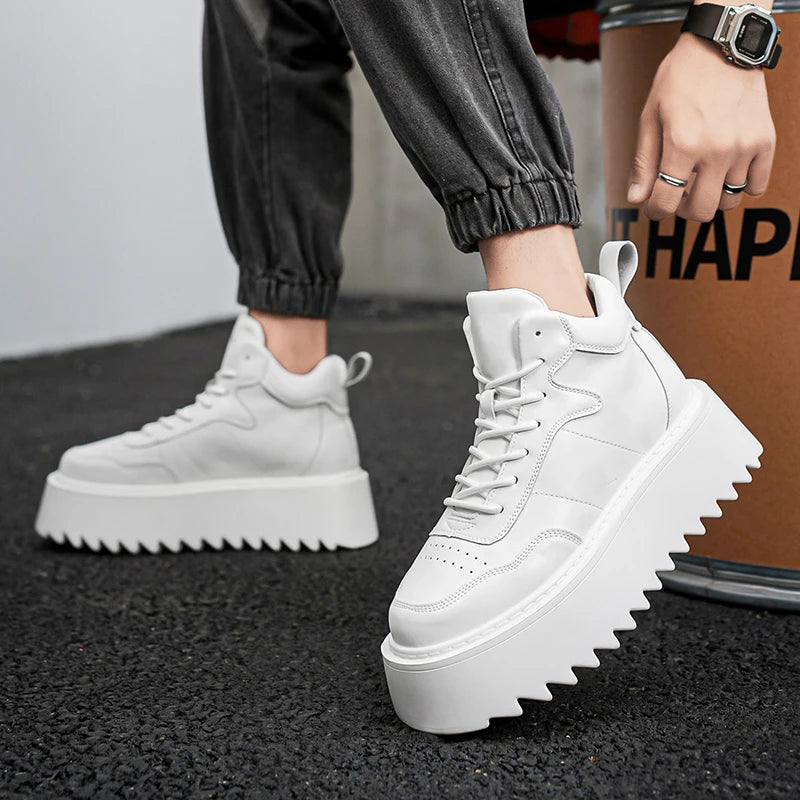 Men’s Casual Platform High Top Skateboard Vulcanized Sport Shoes Lace Up Sneakers