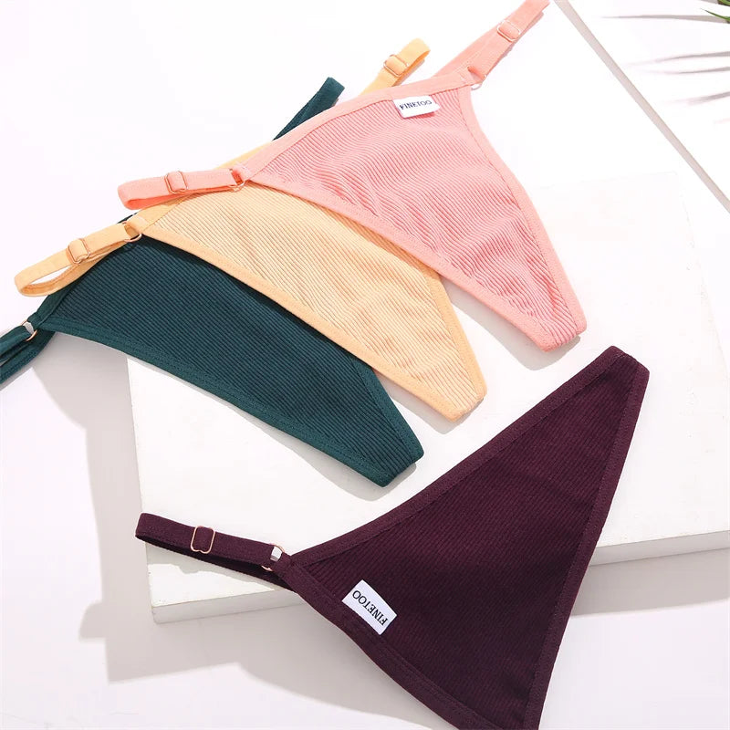 Women's Cotton Thong Set - 3 Pack Low-Rise Bikini Panties