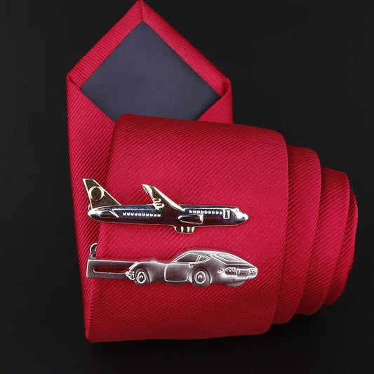 Airplane Copper Metal Tie Clip - Men's Professional Accessory