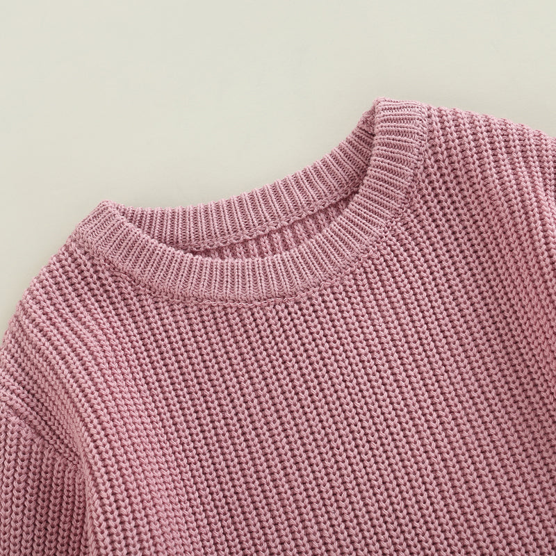 Baby Sweater Romper - Solid Knitted Long Sleeve Pullover Jumpsuit