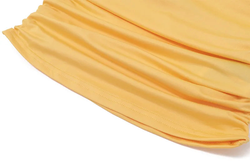 Women's Solid Halter Camisole Top Summer Outfit Backless Ruched Yellow Cropped Top Vest