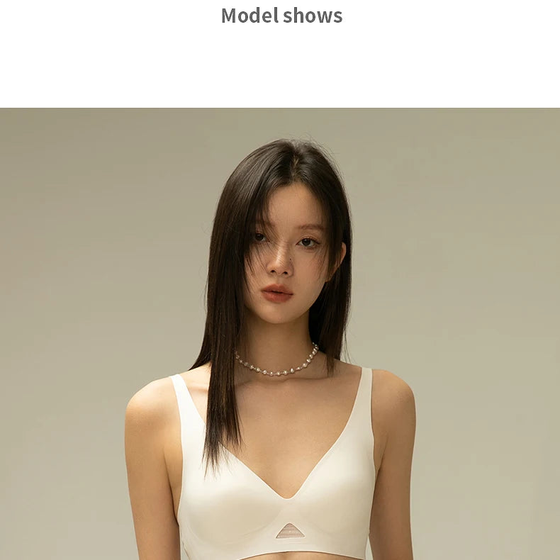 Women's Deep V Seamless Bra Hollow Underwear Comfortable Wireless Brassiere Soft 3/4 Cup Bras Lingerie