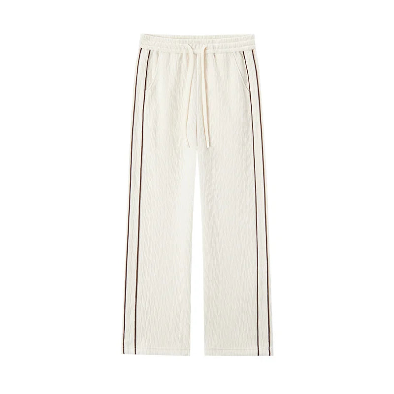 Chenille Wide Leg Trousers - Women's Colorblock Slimming Street Style Pants