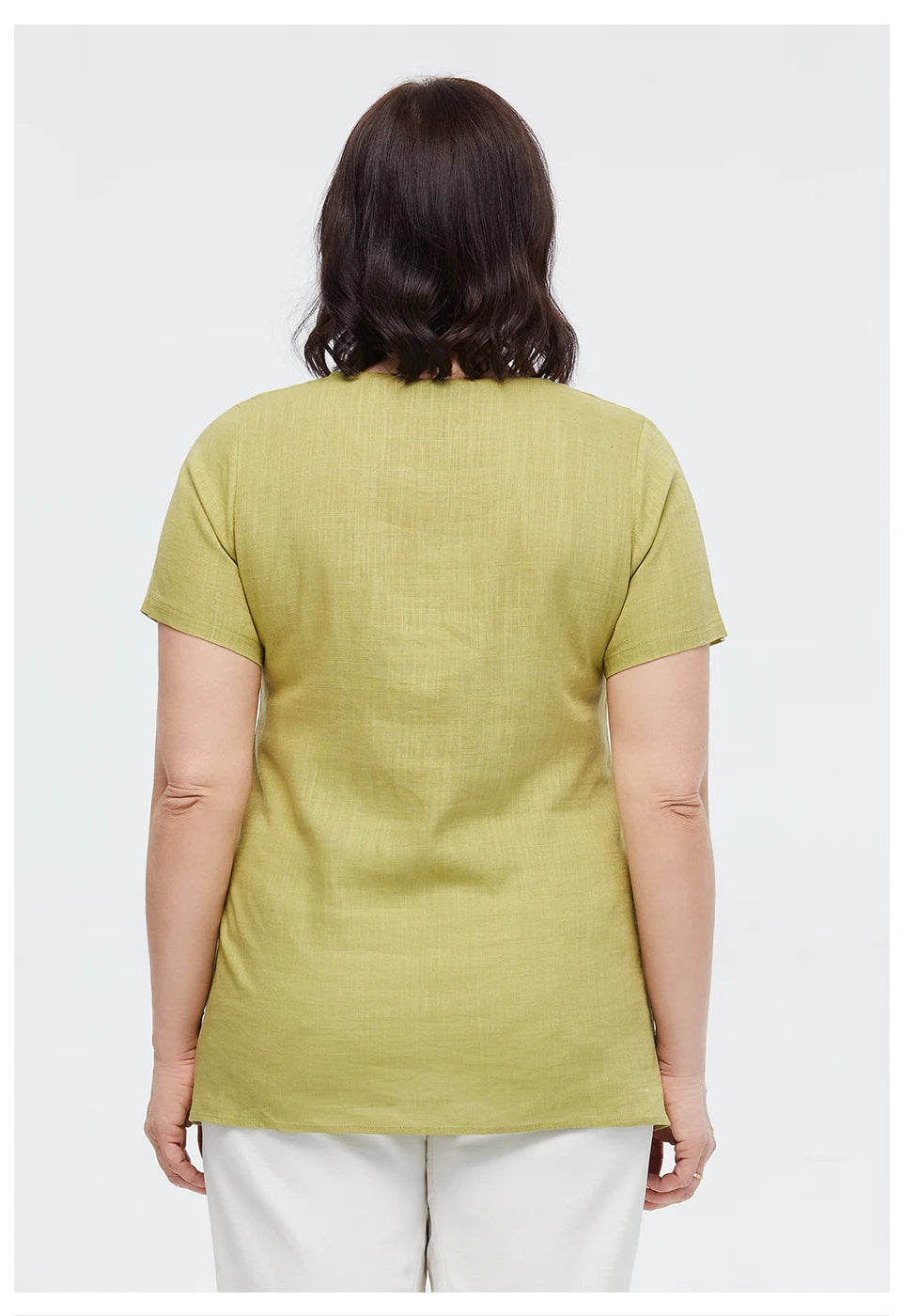 Women's Summer Cotton Linen Oversized Short Sleeve Sequins Button Top