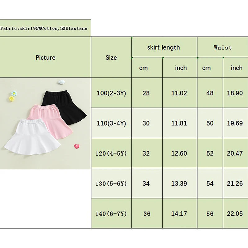 Girls' Ruffled A-Line Skirt - Solid Colour Elastic Waist Mini Skirt