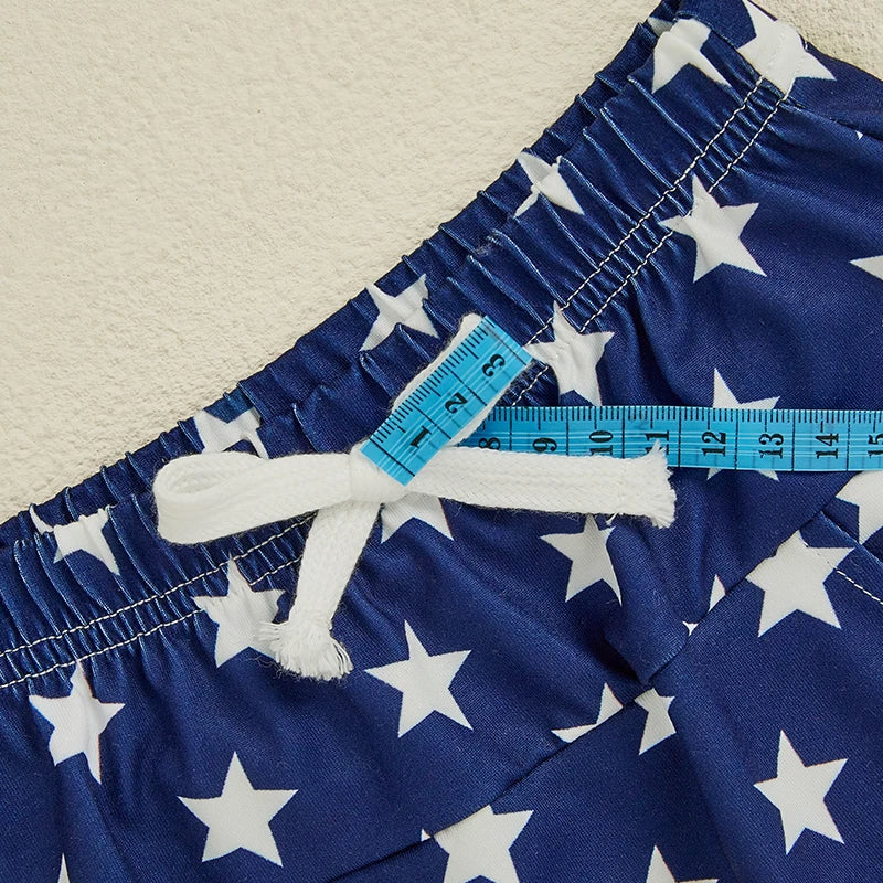 0-4Y American Flag Baby Boys Clothes Sets Tractor Embroidery Patchwork Short Sleeves T-Shirt Star Stripe Shorts