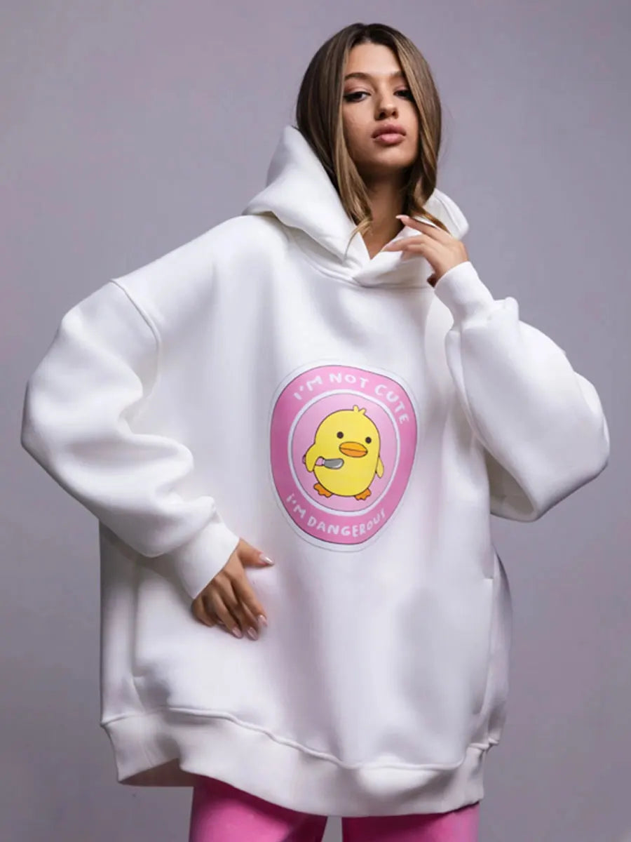 Women's Warm Loose Sports Chic Print Oversized Hoodie