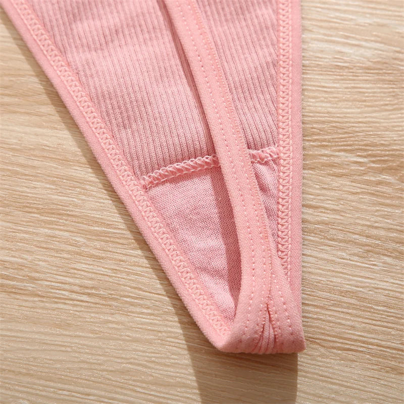Women's 2PCS/SET Cotton Low Waist Panties Adjustable Waist Thongs Seamless G-String Underwear Lingerie