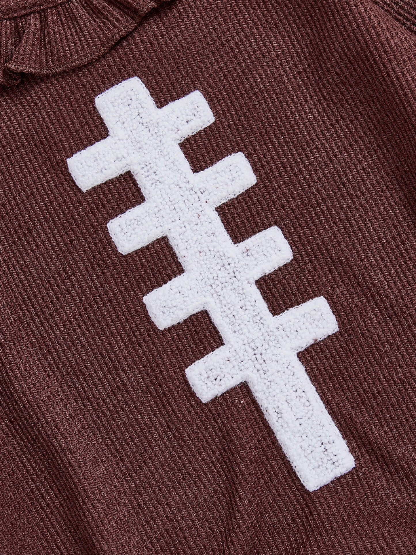 Baby Autumn Winter Romper - Football Embroidery Long Sleeve Ruffled Jumpsuit (0-18M)