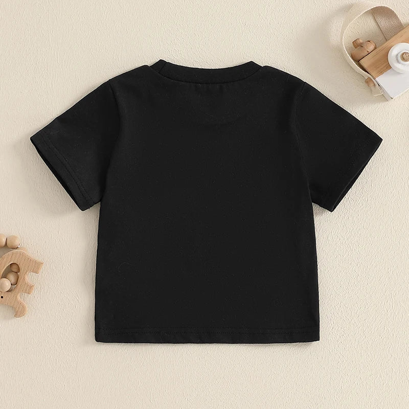 4-6Y Kids Boys Girls Summer Casual Letter Print Short Sleeve Round Neck School T-Shirt