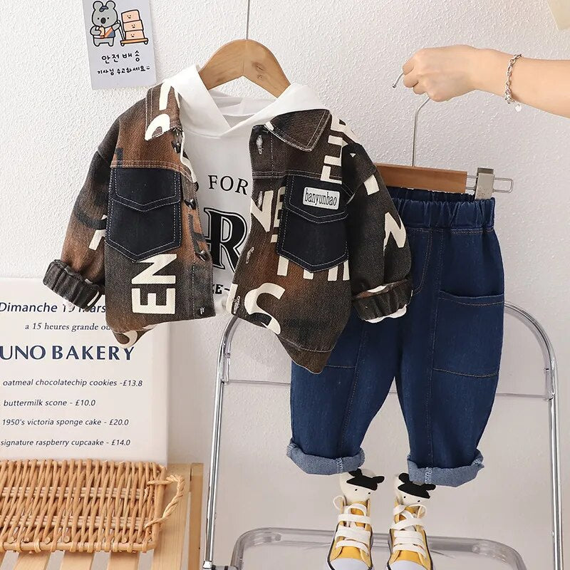 Boy's 3PCS Denim Jeans Set