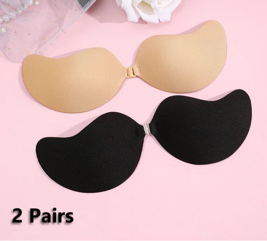 Invisible Push-Up Bra Set - Strapless Seamless Adhesive Bralettes (2 Pairs)