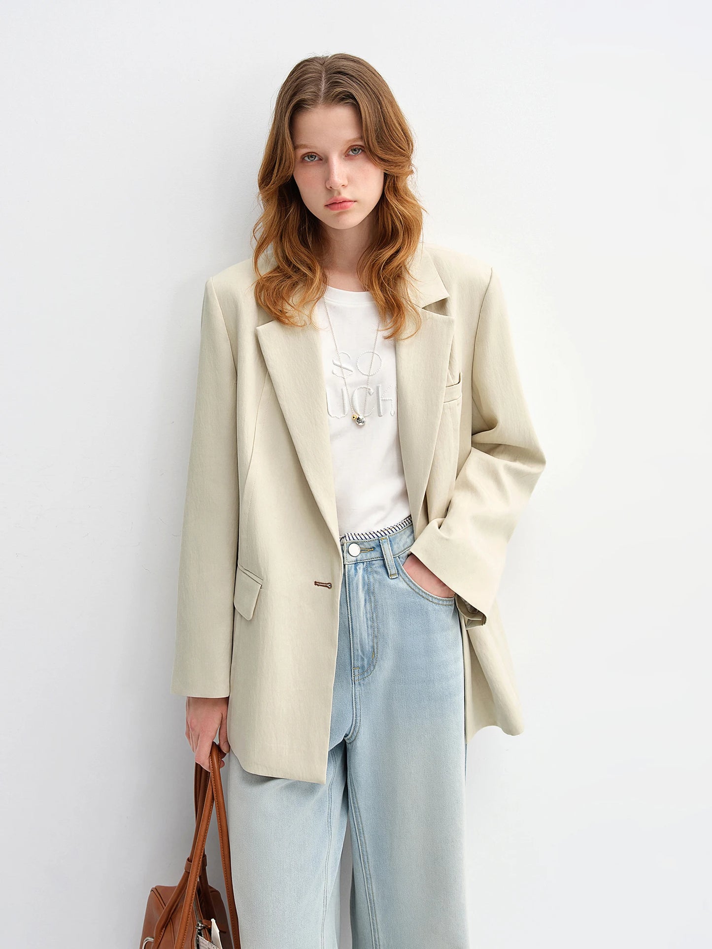 One-Button Suit Jacket - Tailored Short Blazer