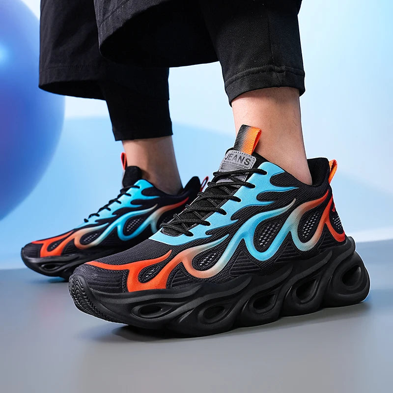 Men's Casual Sneakers Breathable Sports Light Running Tennis Sneaker Lace Up Platform Trainers Shoes