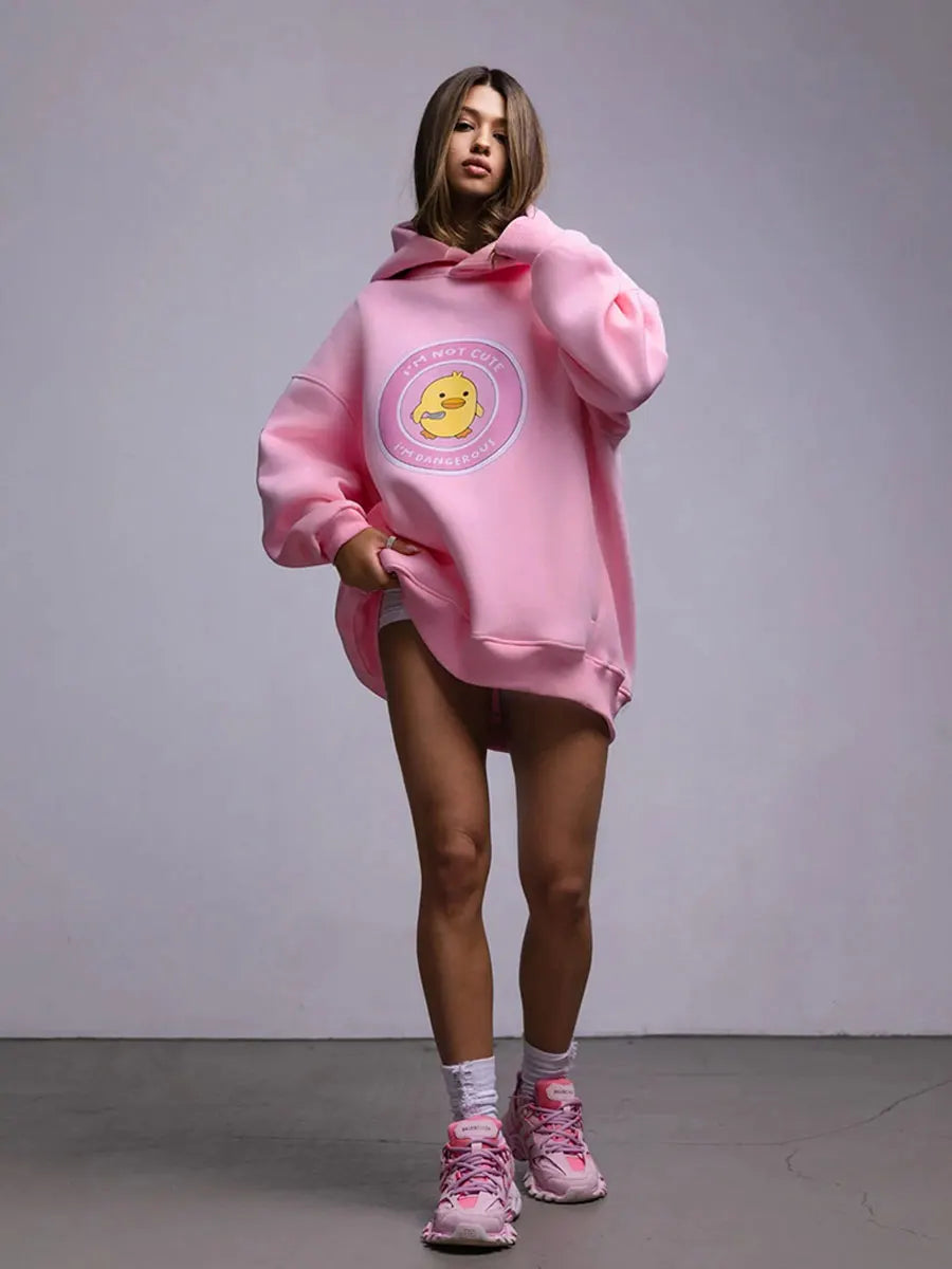 Women's Warm Loose Sports Chic Print Oversized Hoodie