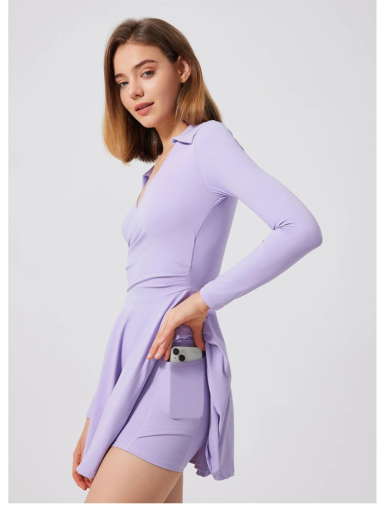 Women's Tennis 2 In 1 Gym Yoga Dress Breathable Quick Dry Running Skirt Workout Golf Clothes Sportswear