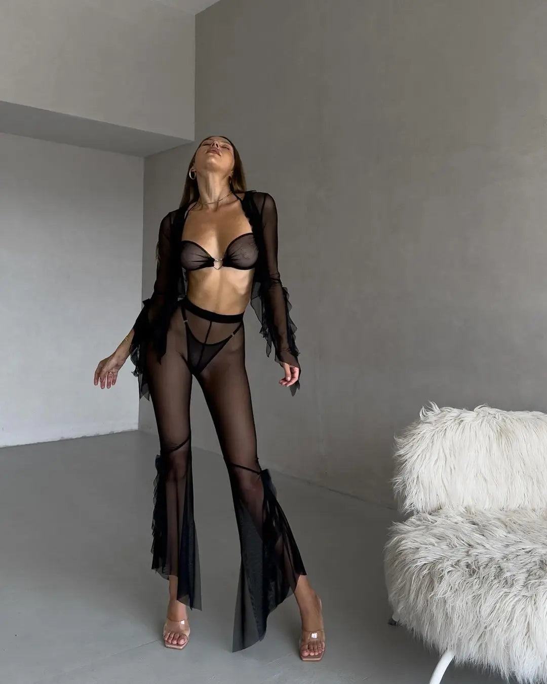 Women's Lingerie Matching Set Ruffled Sleeve Outfit