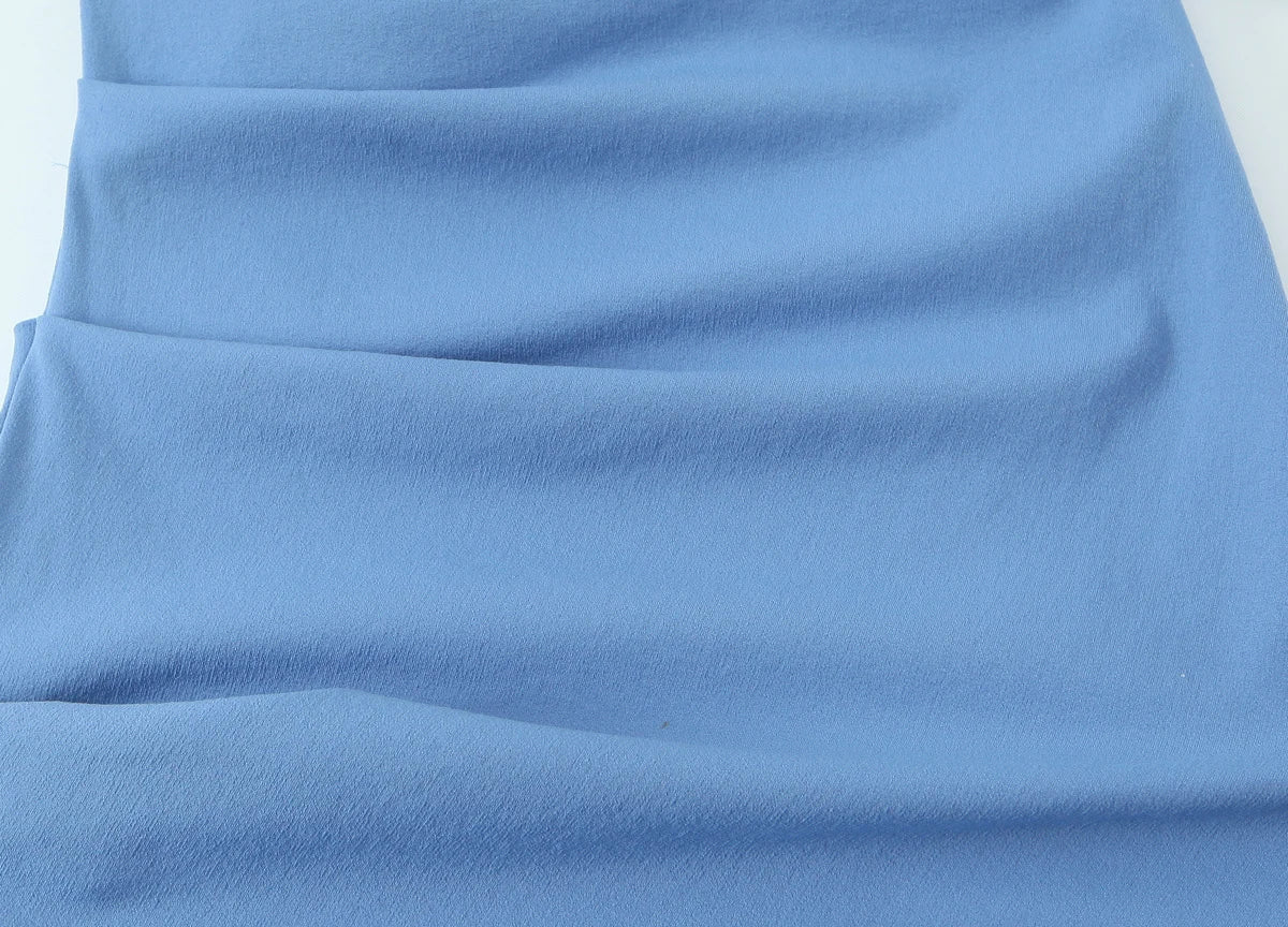 Women's French Temperament Blue Vest Camisole Waist Cinching Slit Long Dress