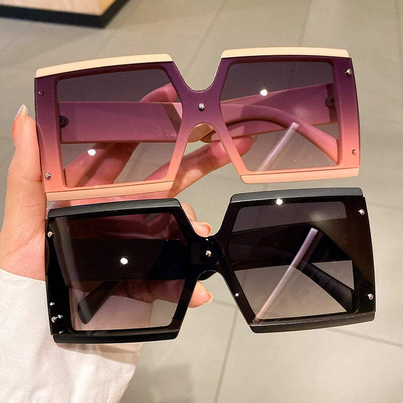 Women's Square Oversized One-pieces Gradient Sunglasses