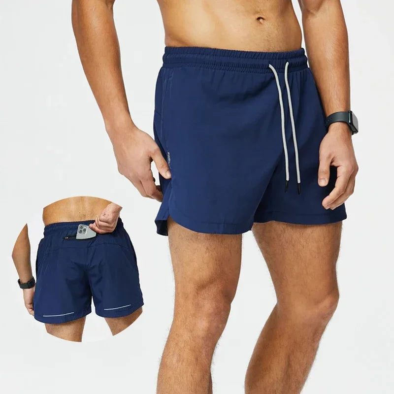 Men's Single Deck Beach Sweat Shorts with Zipped Back Pocket Running Training Marathon Athletic Breathable Shorts