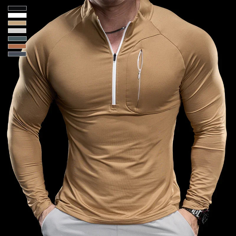 Men's Gym Fitness Quick Dry Running Sport Long Sleeves Trackwear Bodybuilding Training Top