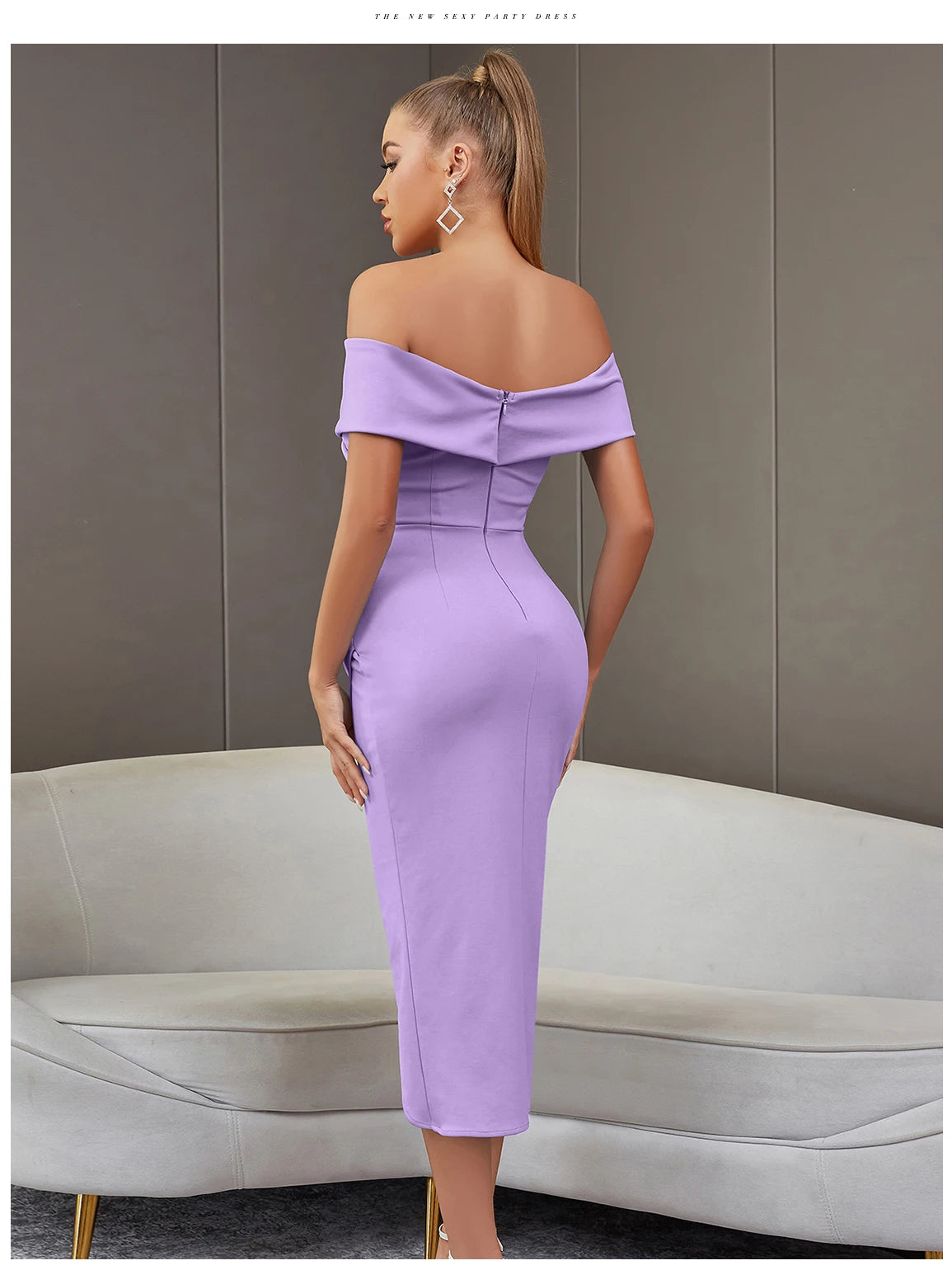 Women's Summer Midi Off Shoulder Draped Party Dress