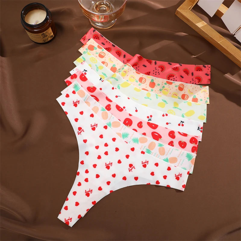Women's  4Pcs Ultra Soft Underwear Graphic Print Seamless Thongs Stretch Leopard G Strings Comfort Lingerie